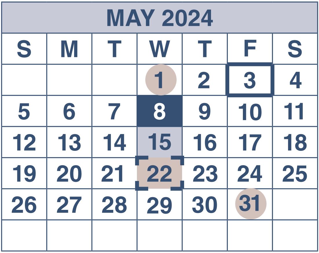 May 2024 - SSDI & SSI Payment Schedule