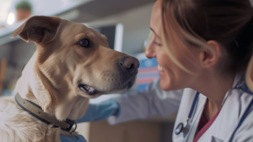 dog at the vet