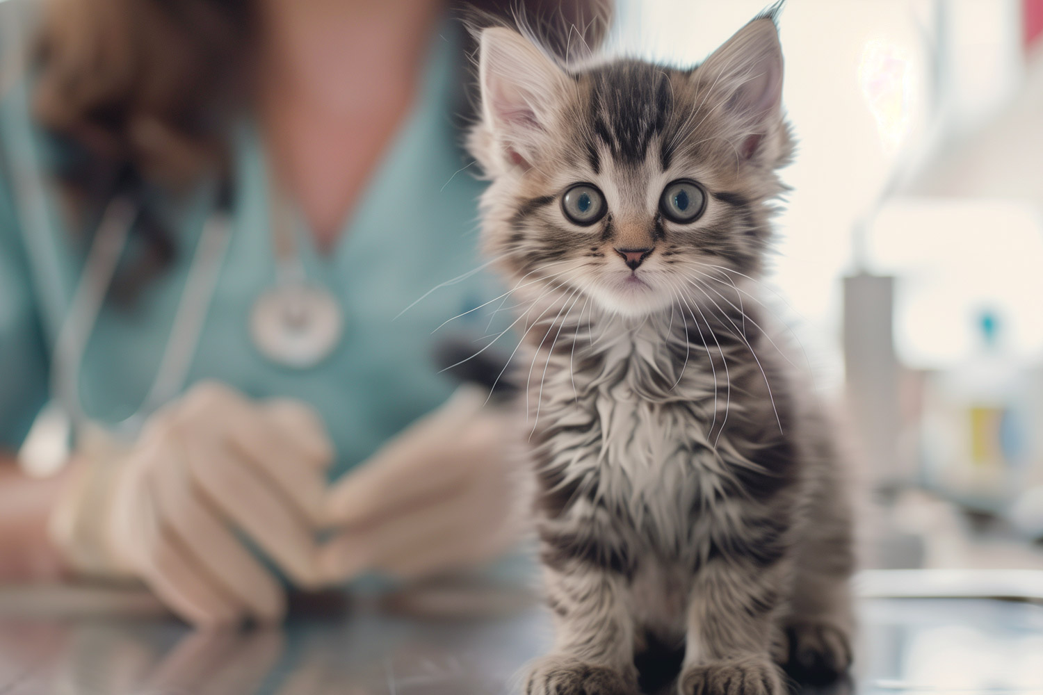 photo of a kitten at the vet