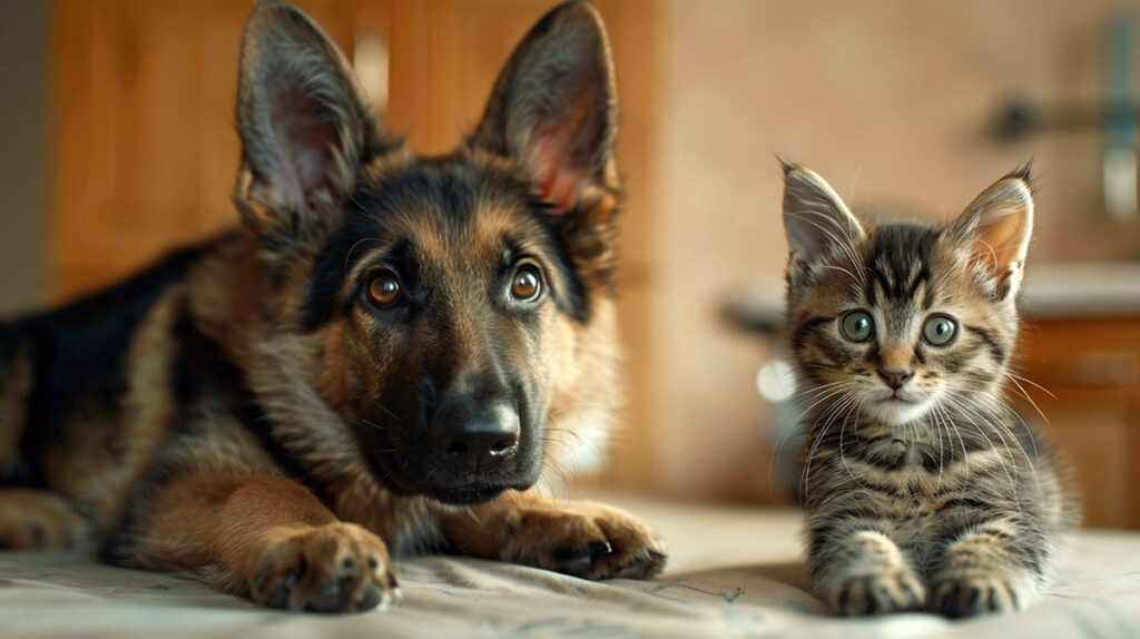 photo of puppy and kitten