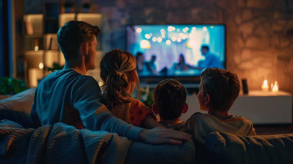 image of family watching TV