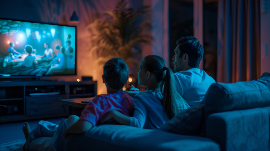 image of family watching TV