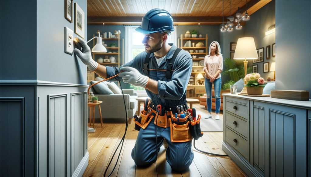 photo of an electrician checking for dirty electricity