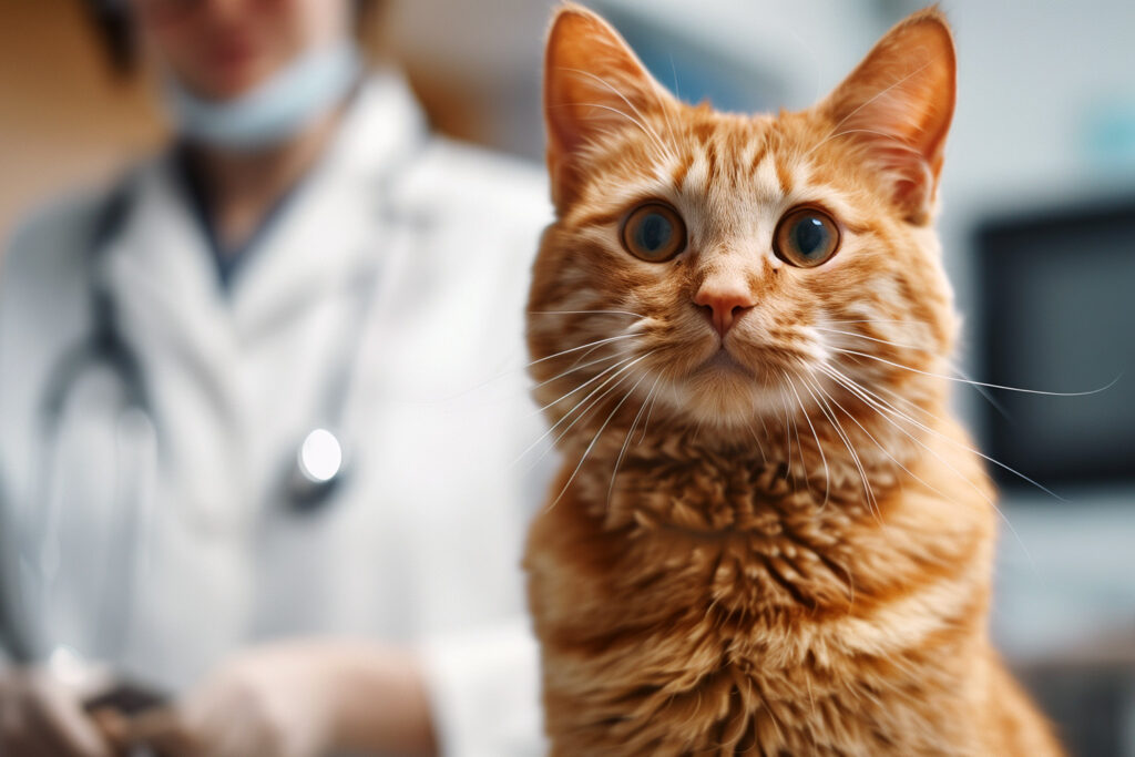 Pet Assure cat at the vet