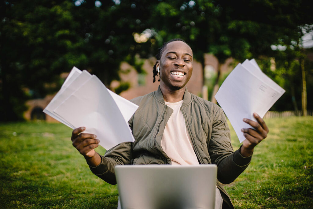 image of happy man with settled debt