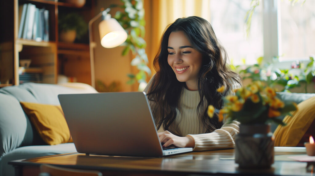 photo of woman using a laptop