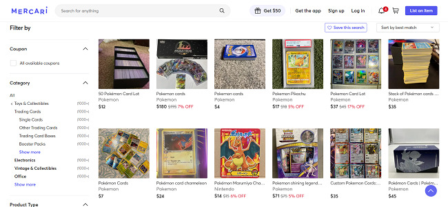 Mercari sell Pokemon cards