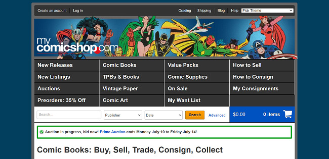 MyComicShop sell