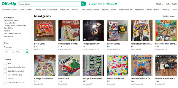 OfferUp Sell Board Games