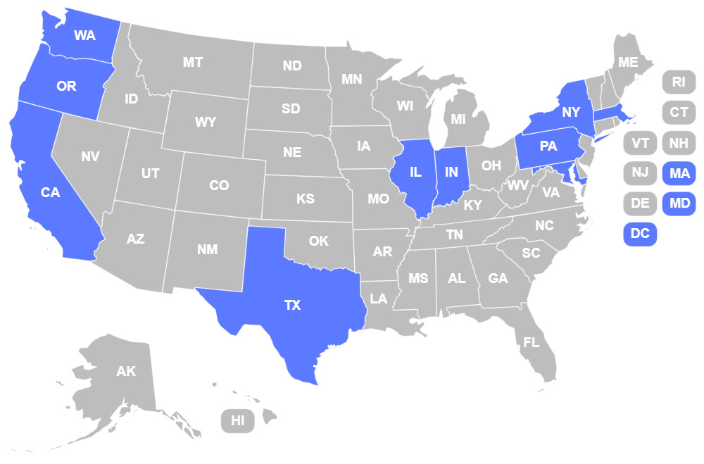 map of Astound Broadband locations