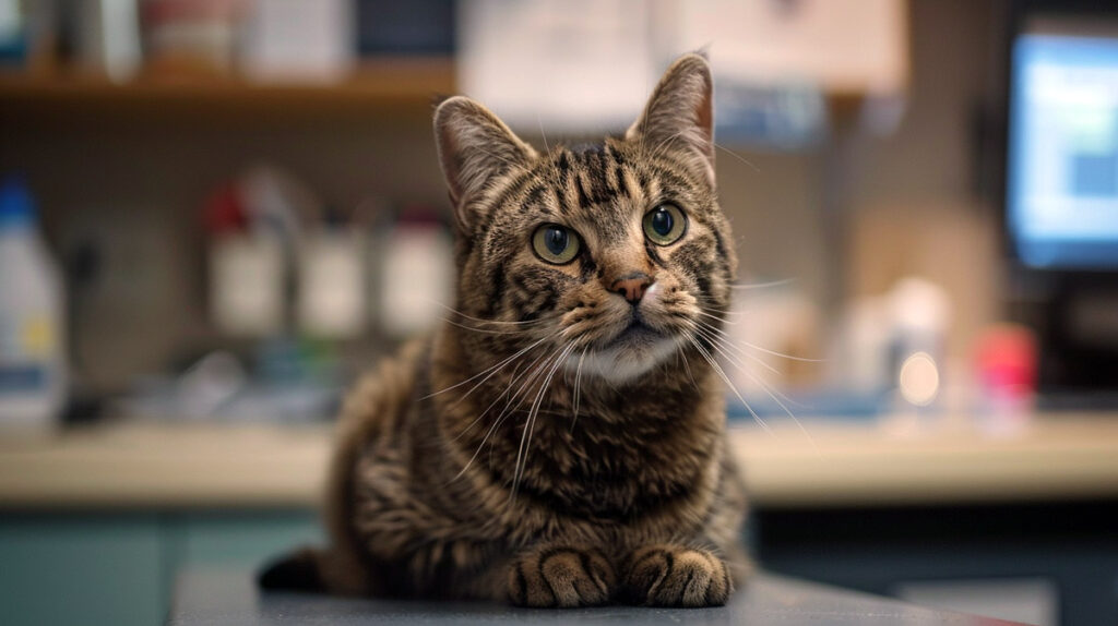 photo of a cat at the vet