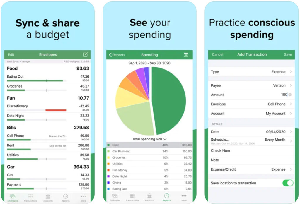 screenshot of Goodbudget app