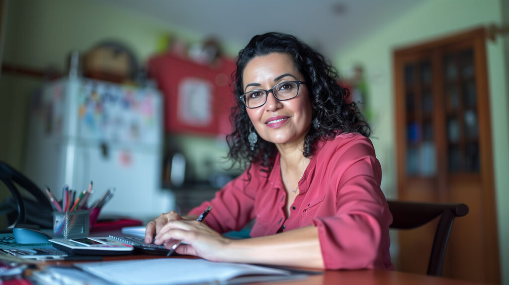 a woman uses a traditional budget