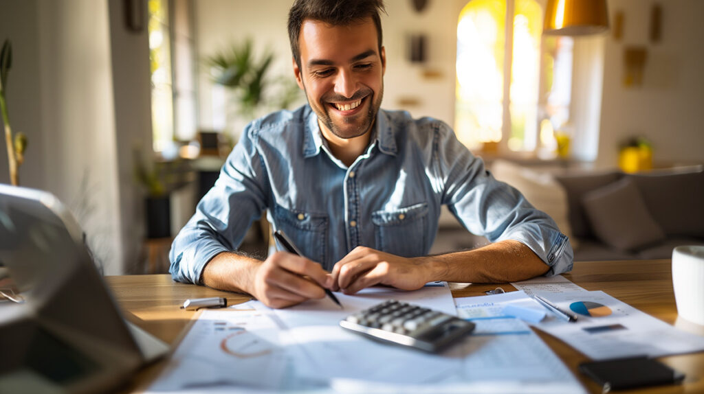 photo of a smiling man using the pay yourself first budgeting method