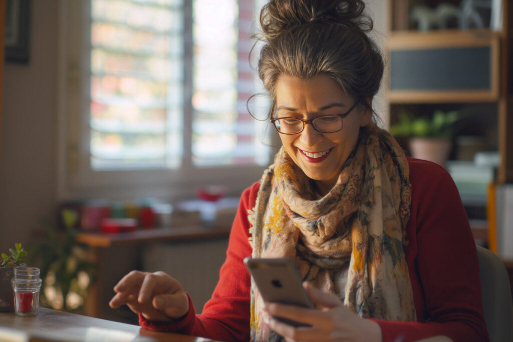 photo of a happy woman using PocketGuard