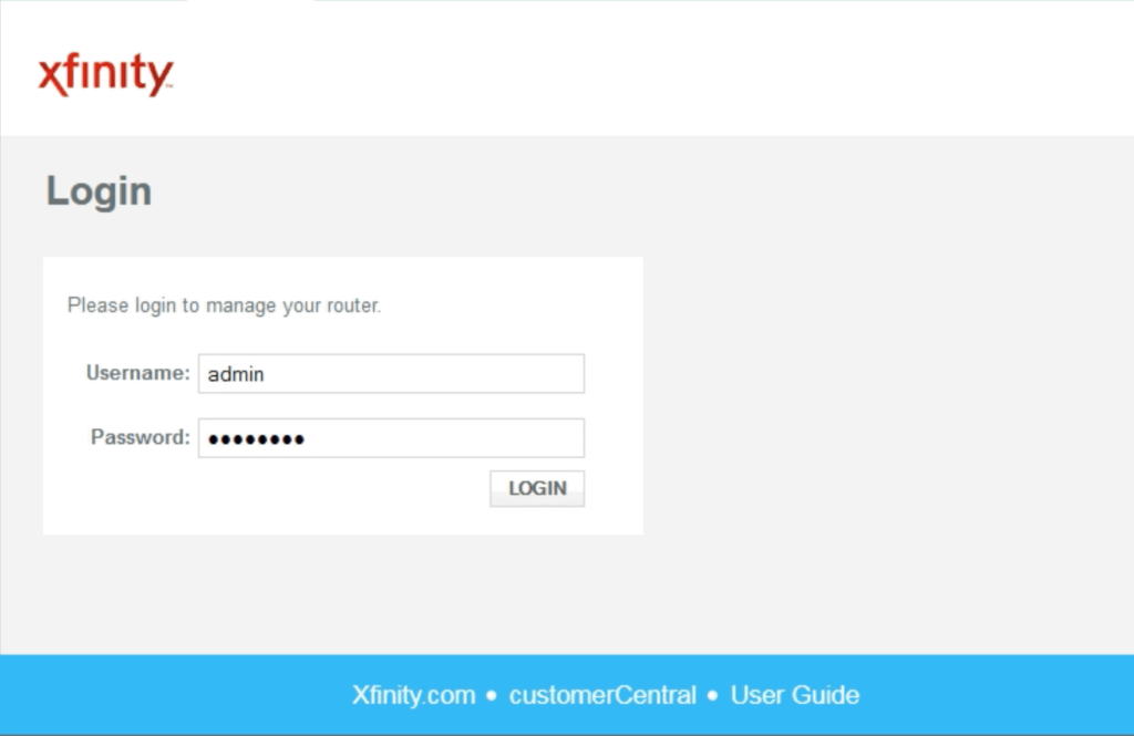Router login page