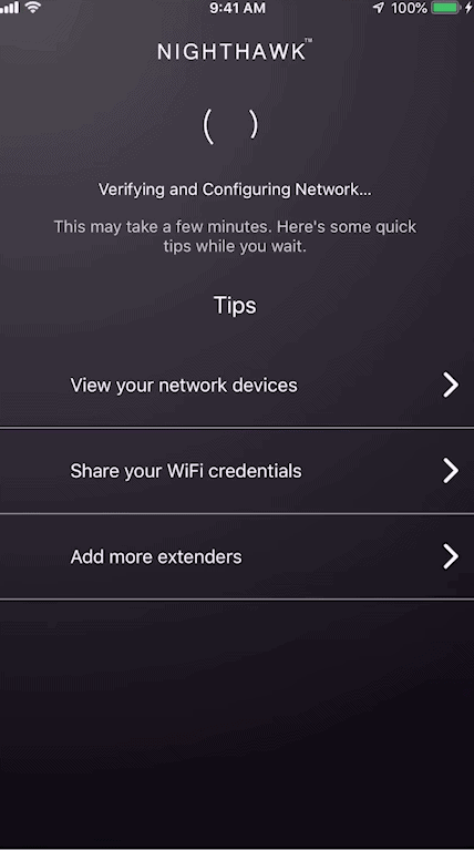 The application will verify the details and configure the network